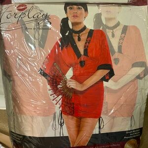 Halloween Cosplay Forplay Sexy Geisha Red Black Costume Small Medium Dress Mini